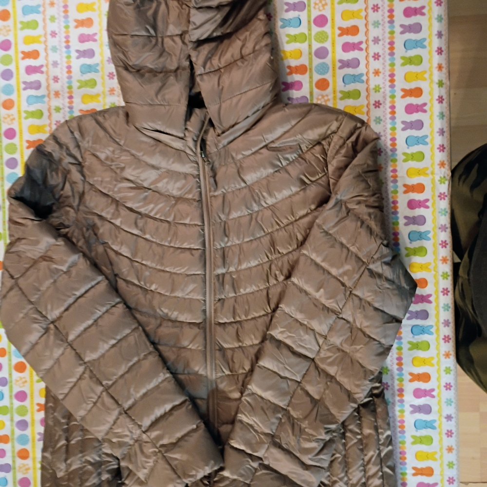 Brown Quilted Hooded Jacket